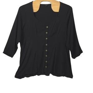 Torrid Vanity Size 4 Black 3/4 Sleeve Button Front Sweetheart Neckline (Plus 4X)